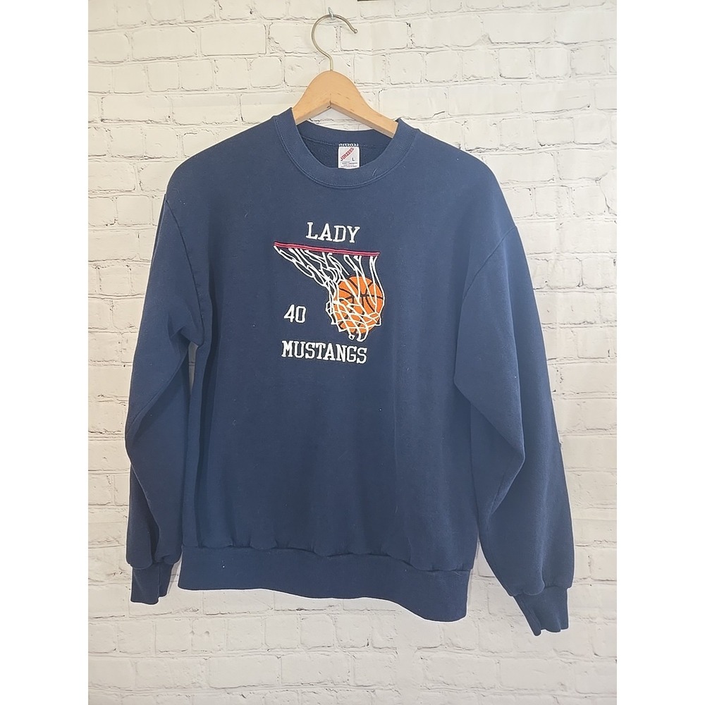 Vtg Jerzees Unisex Crewneck Sweatshirt Sz Lg Basketball Sports coach USA